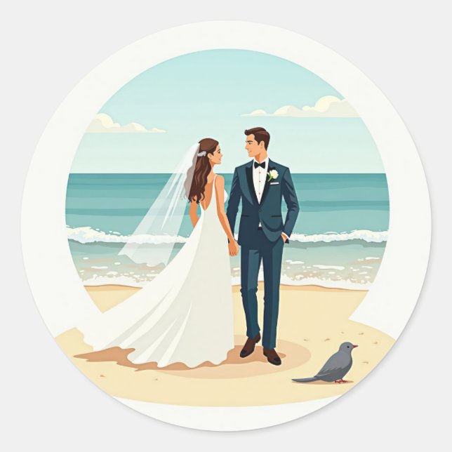 Beach Wedding Stickers (Front)