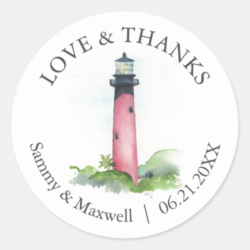 Beach Wedding Stickers Template Lighthouse