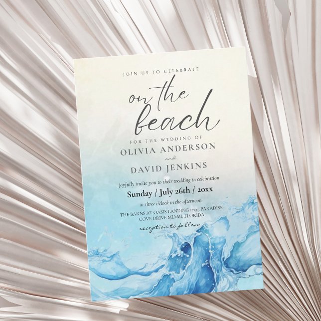 Beach Wedding Summer Blue Wedding Invitation (Creator Uploaded)