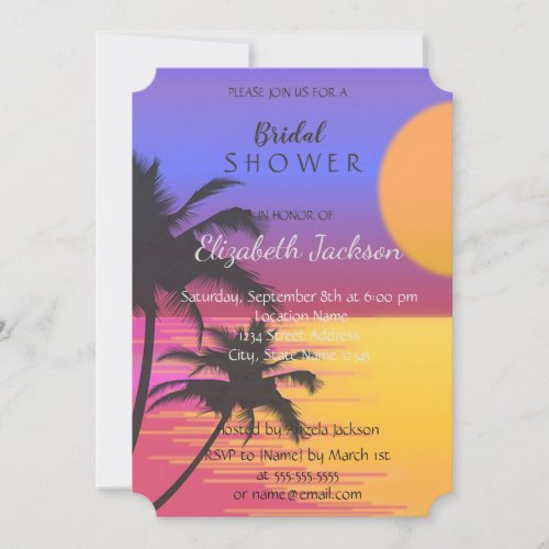 Beach Wedding Sunset Bridal Shower Invitation