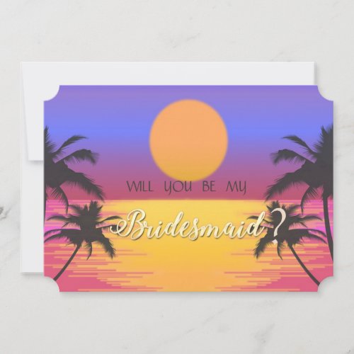 Beach Wedding Sunset Bridesmaid Card