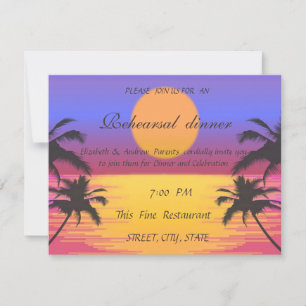 Beach Wedding Sunset Rehearsal Dinner Invitation
