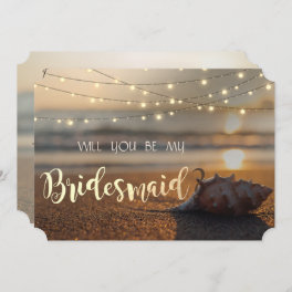 Beach Wedding Sunset Seashell Bridesmaid Card