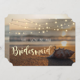 Beach Wedding Sunset Seashell Bridesmaid Card
