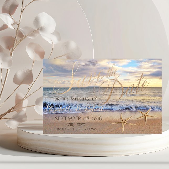 Beach Wedding,Sunset  Seashells  Save The Date (Creator Uploaded)