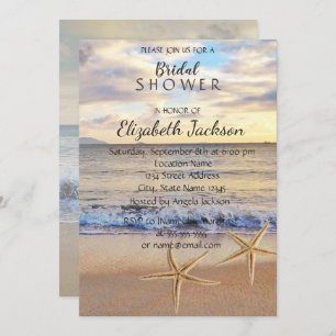 Beach Wedding Sunset, Seastars Bridal Shower Invitation