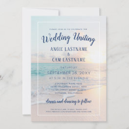 Beach Wedding Sunset Sunrise Sandy Ocean Invitation