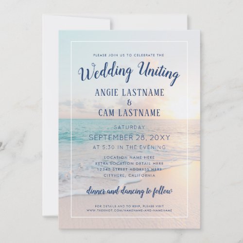 Beach Wedding Sunset Sunrise Sandy Ocean Invitation