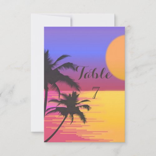 Beach Wedding  Sunset Table Card