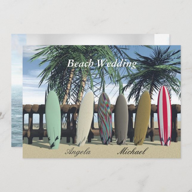 Beach Wedding Surfboards Invitation (Front/Back)