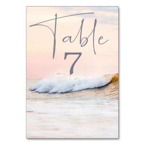 BEACH WEDDING TABLE CARD  OCEAN SUNSET NUMBER