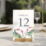 Beach Wedding Table Number Blue Crab<br><div class="desc">Enhance your beach wedding decor with this personalized beach wedding table number card, part of the coastal crab wedding stationery suite by Do Tell A Belle. Featuring my original watercolor crab artwork in vibrant shades of red, blue, turquoise, and green, this card includes your table number, names, and wedding date...</div>