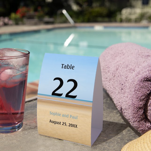 Beach Wedding Table Number Paper Table Tent (Insitu(On Table))