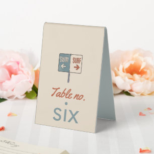 beach wedding table number  tent