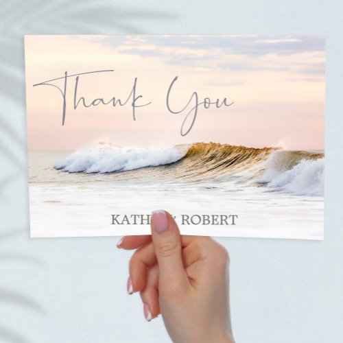 BEACH WEDDING THANK YOU CARD  OCEAN SUNSET