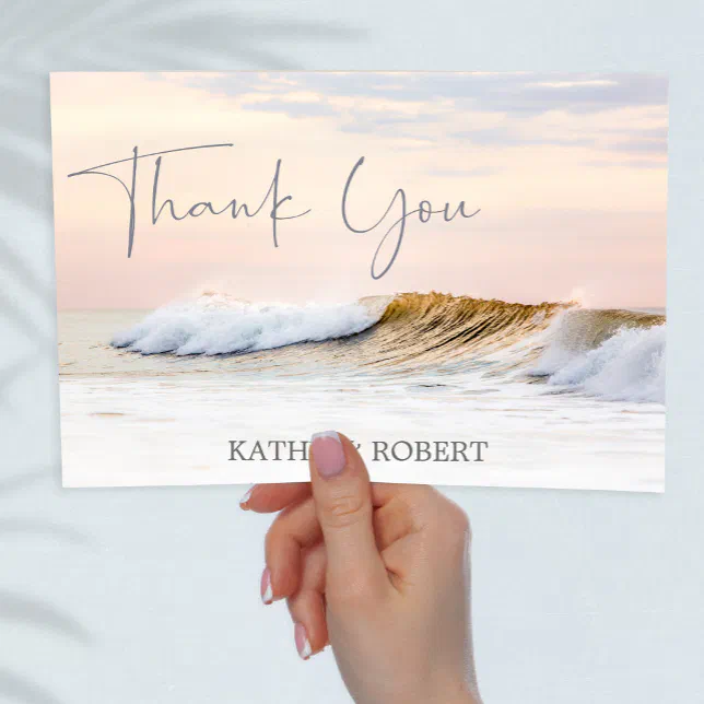 BEACH WEDDING THANK YOU CARD | OCEAN SUNSET | Zazzle