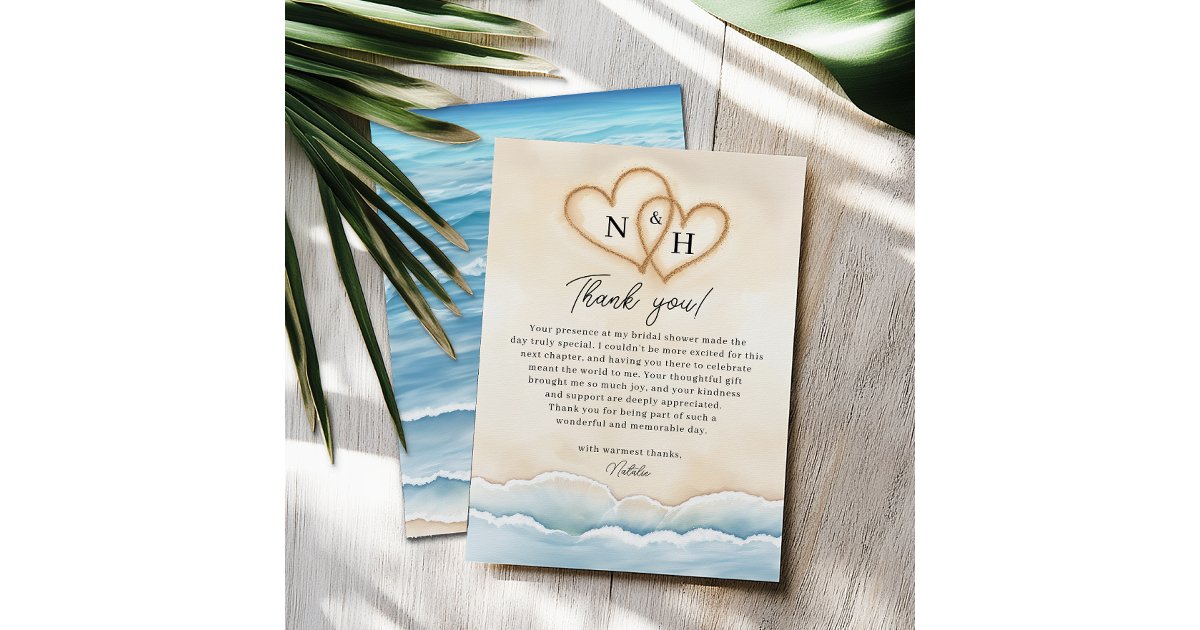 Beach Wedding Thank You Card with Ocean Waves | Zazzle