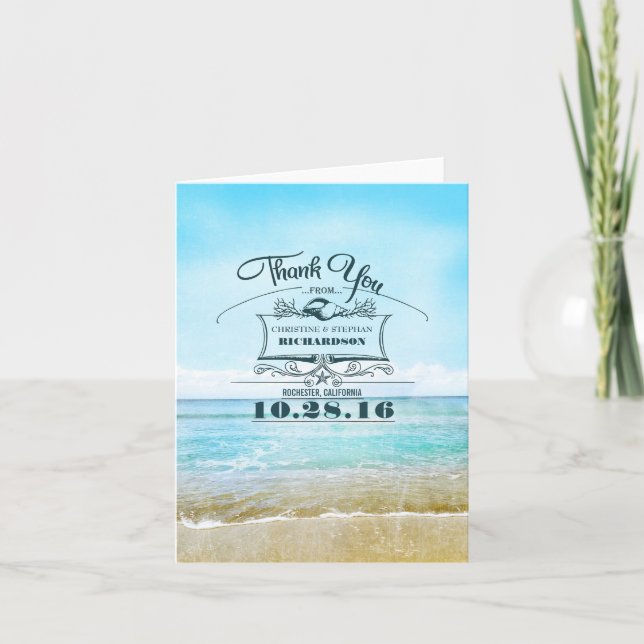 Beach wedding thank you cards (Front)