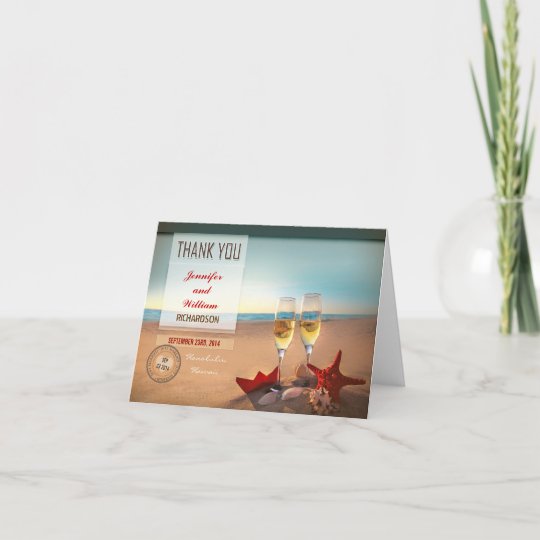 Beach Wedding Thank You Cards Zazzle Beach Wedding Thank You Cards