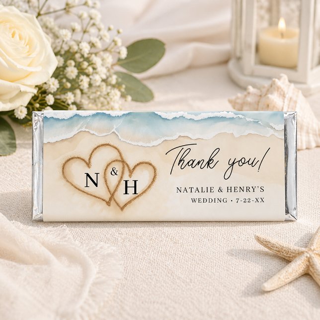 Beach Wedding Thank You Hershey Bar Wrapper  (Thank you, wedding favor)