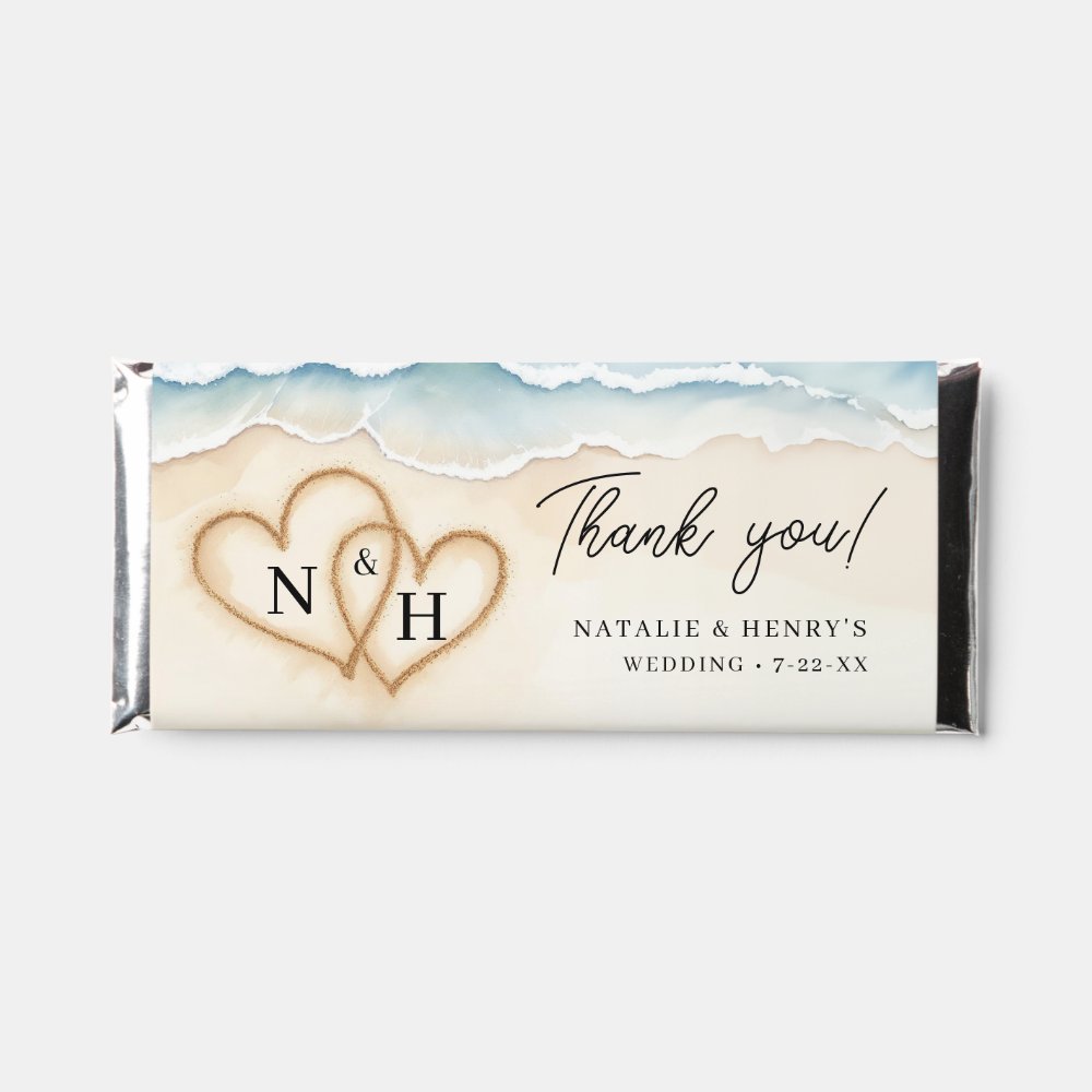 Beach Wedding Thank You Hershey Bar Wrapper 