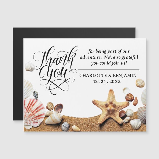 Beach  Wedding Thank You Magnetic Card (Front/Back)