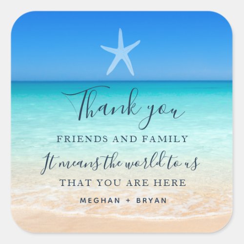 Beach Wedding Thank You Square Sticker