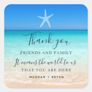 Beach Wedding Thank You Square Sticker
