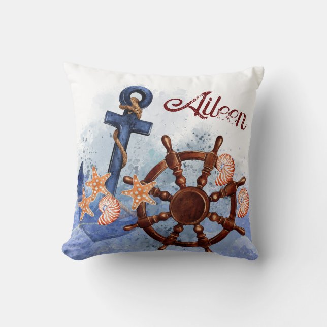 Beach Wedding Theme Bridesmaid Gift Idea Throw Pillow (Front)