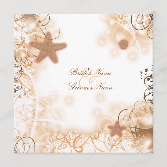Beach wedding theme elegant menu (Front)