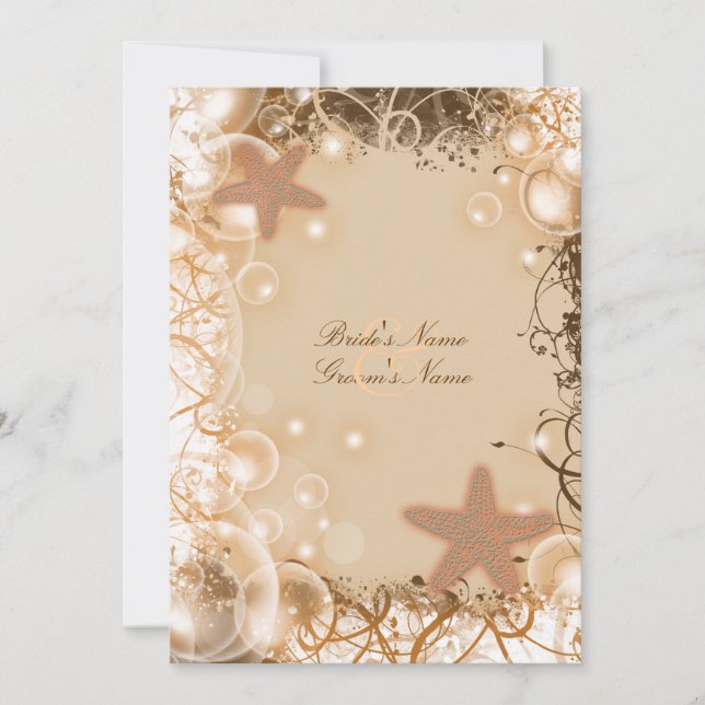 Beach wedding theme ~ elegant reception invitation (Front)