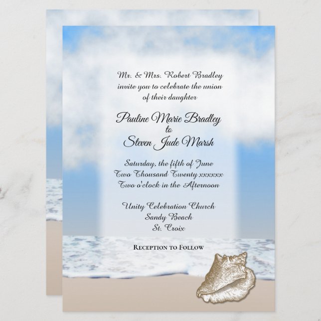 Beach Wedding Theme Invitation (Front/Back)