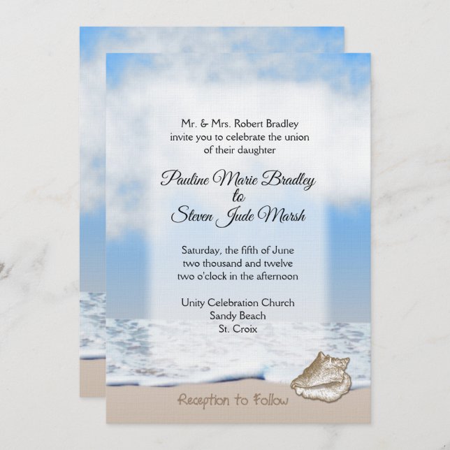 Beach Wedding Theme Invitation (Front/Back)