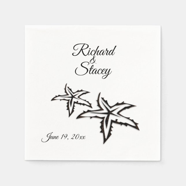 Beach Wedding Theme Personalized Paper Napkins (Front)