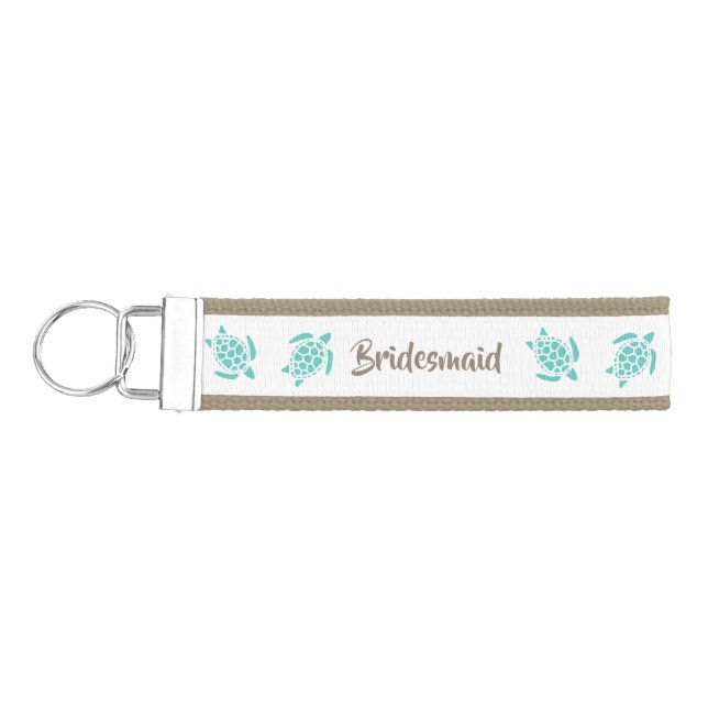 Beach Wedding Theme Sea Turtles Bridesmaid Favor Wrist Keychain (Keys on Left)