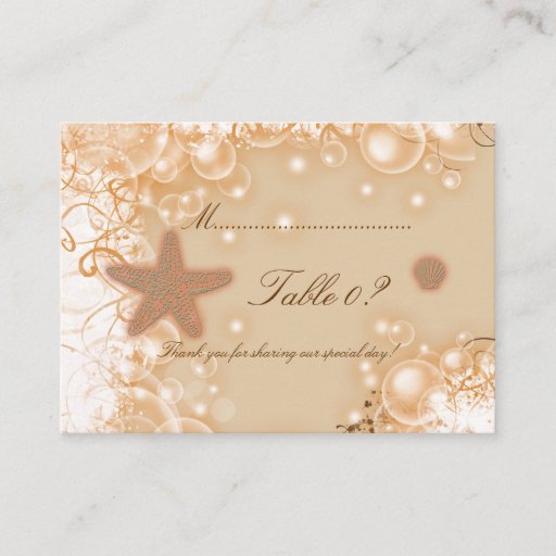 Customizable Beach wedding theme ~ table number card business card template
