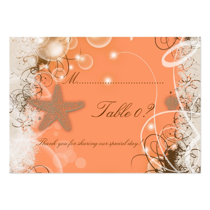 Beach wedding theme ~ table number card business cards