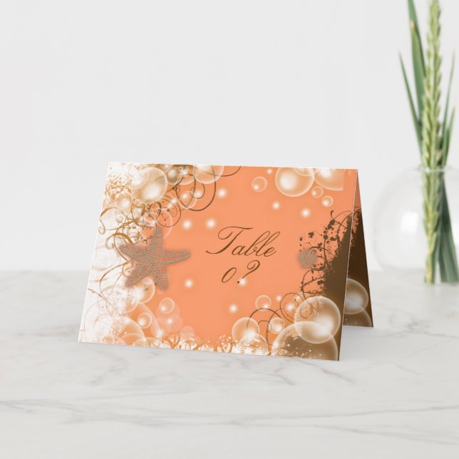 Beach wedding theme ~ table seating 2 placement letterpress thank you card (Front)