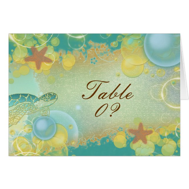 Beach wedding theme ~ table seating 3 placement cards (Front Horizontal)