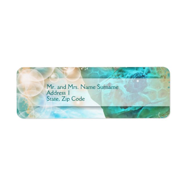 Beach wedding theme turtle blue address label (Front)