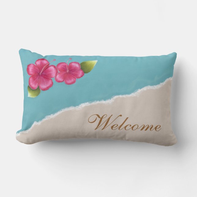 Beach Wedding Throw Pillow Lumbar 13x21 (Front)