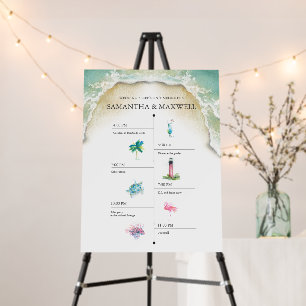 Beach Wedding Timeline for Reception Foam Board