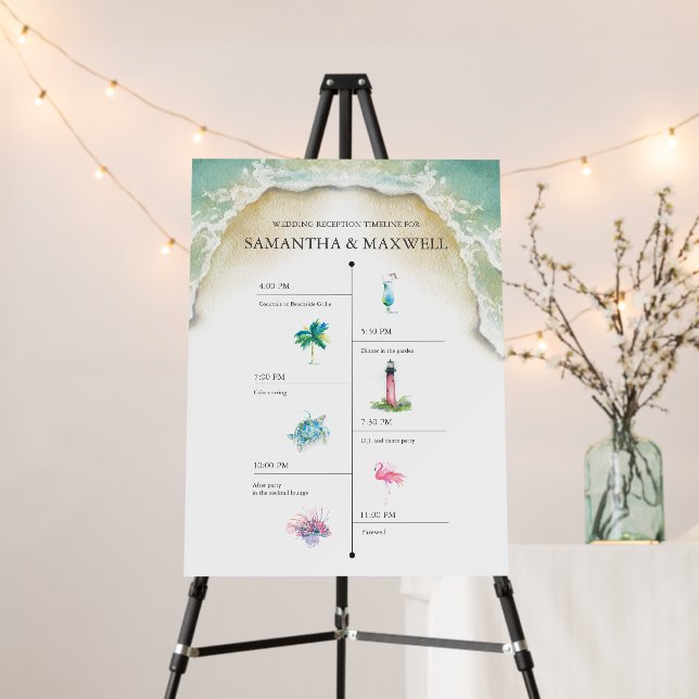 Beach Wedding Timeline for Reception Foam Board (In Situ (Stand))