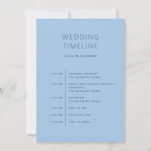 Beach Wedding Timeline   Pastel Sky Blue Itinerary Invitation