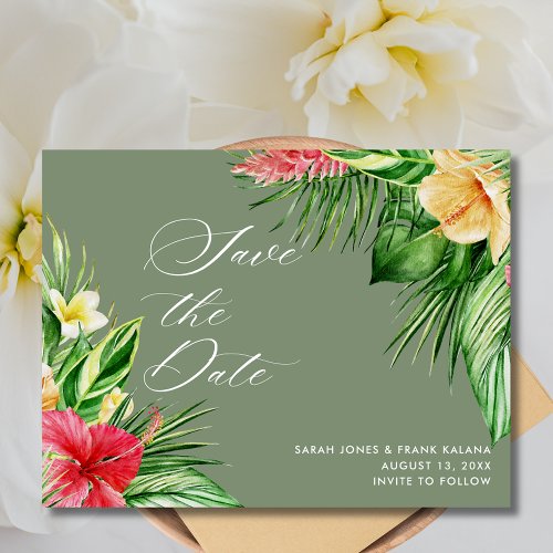 Beach Wedding Tropical Floral Save the Date Announcement Postcard