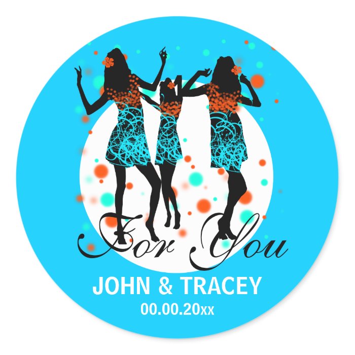 Beach wedding tropical "for you" favor sticker