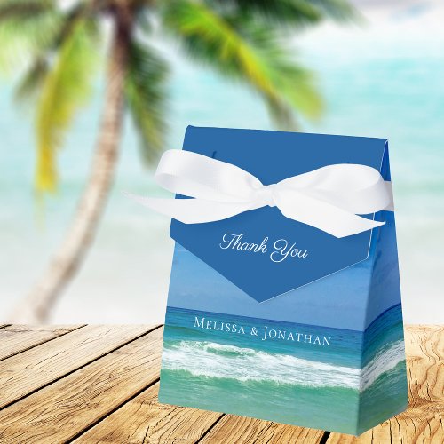 Beach Wedding Tropical Ocean Waves Modern Blue Favor Boxes