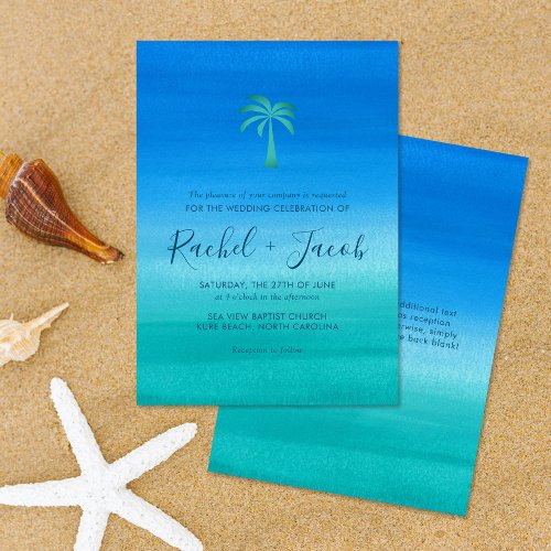 Beach Wedding Tropical Palm Tree Invitation