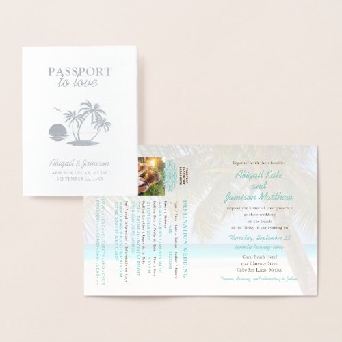 Beach Wedding Tropical Passport Invitation