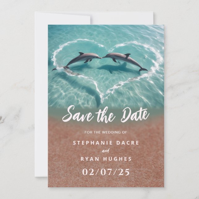 Beach wedding tropical save the date  invitation (Front)